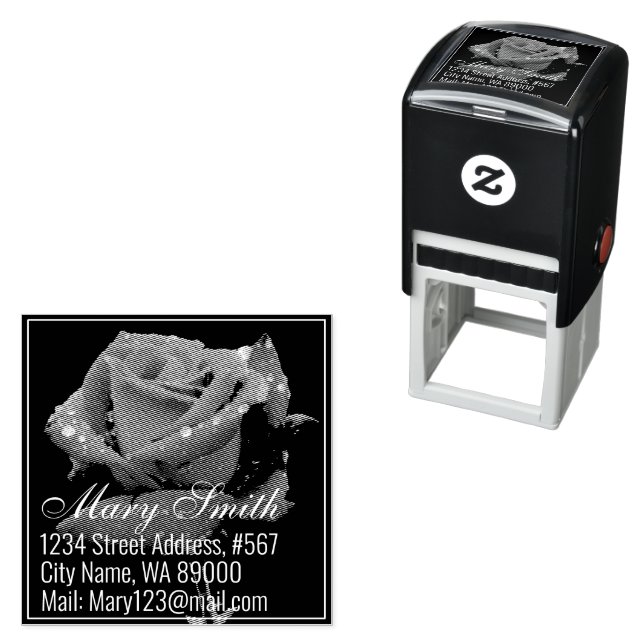 Red Rose Self-inking Stamp (In Situ)