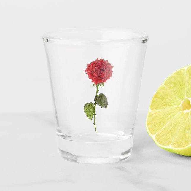 red rose shot glass (Front)