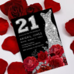 Red Rose Silver Diamond Dress 21st Birthday Party Invitation<br><div class="desc">Red Rose Silver Diamond Dress 21st Birthday Party Invitation

See matching collection in Niche and Nest Store</div>