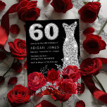 Red Rose Silver Diamonte Dress 60th Birthday Invitation<br><div class="desc">Red Rose Silver Diamonte Dress 60th Birthday Invitation

See matching collection in Niche and Nest Store</div>