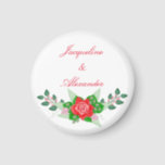 Red Rose Simple Wedding Theme Party Favour Magnet<br><div class="desc">Beautiful red rose themed magnet party favours with the name of the bride and groom are the perfect party favour for your wedding shower or wedding reception! Also,  you can edit to add other text you would like!</div>