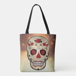 Red Rose Skull Bag - Tote Day of the Dead