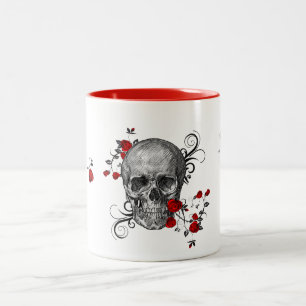 Red Rose Skull Coffee Mug