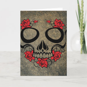 Red Rose Skull Greeting Card