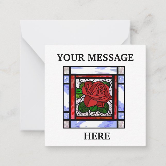 Red Rose Stained Glass Art Deco Personalized  Card (Front)