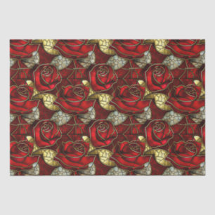 Red Rose Stained Glass Pattern Tissue Paper