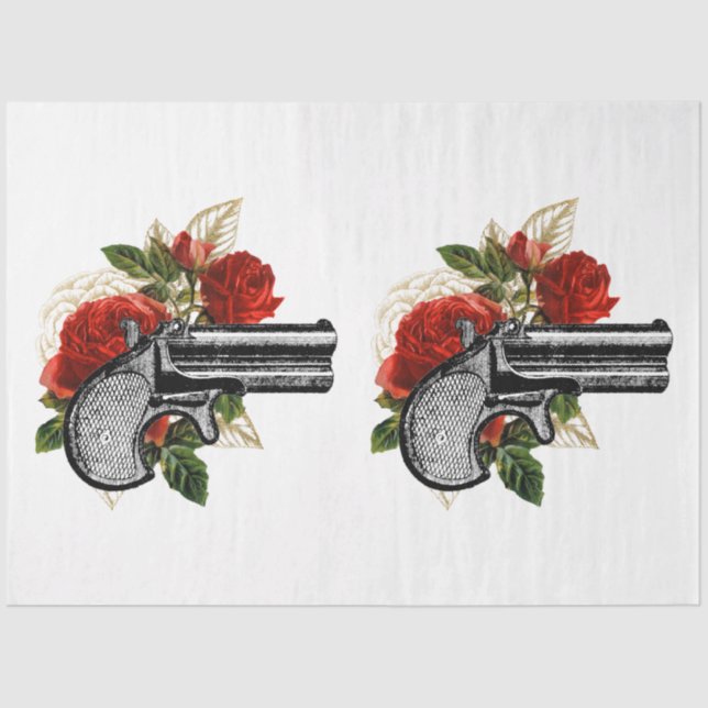 Red Rose  Steampunk Series Design 1 Tissue Paper (Front)