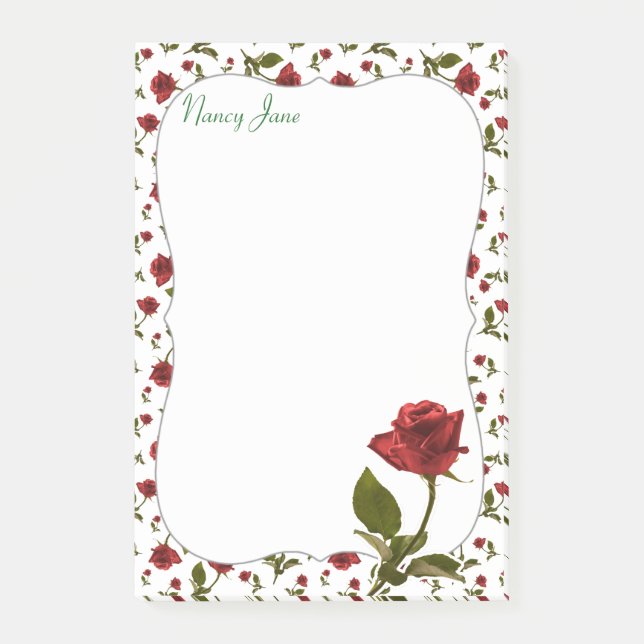 Red Rose & Stem Floral Photography Pattern  Post-it Notes (Front)