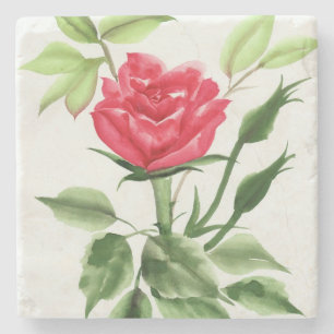 Red Rose Stone Coaster