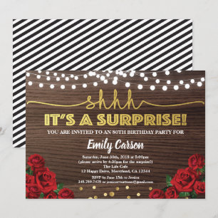 Red rose surprise 80e anniversaire invitation fête