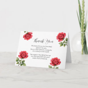 Red Rose Sympathy Floral Funeral Thank you Invitation