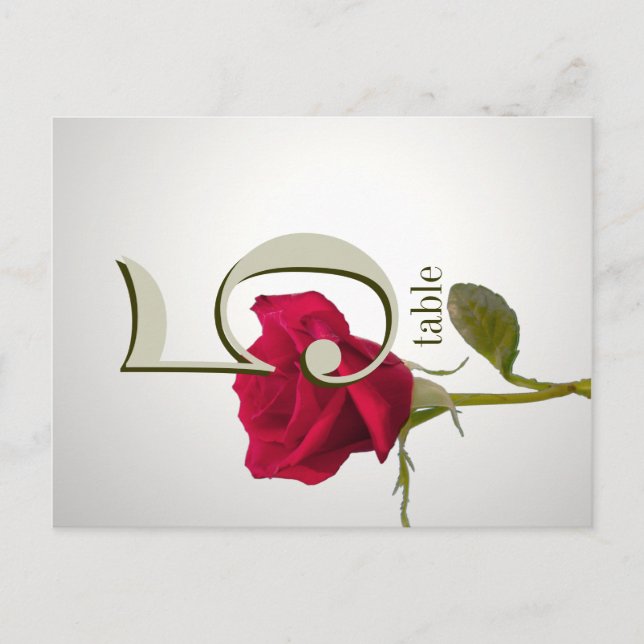 Red Rose Table Number Card (Front)