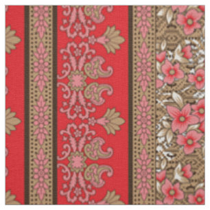 Red Rose Textile Paisley Floral Fabric Print