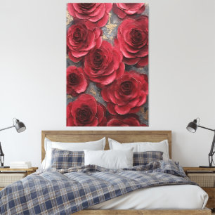 Red Rose Texture Abstract Wall Art