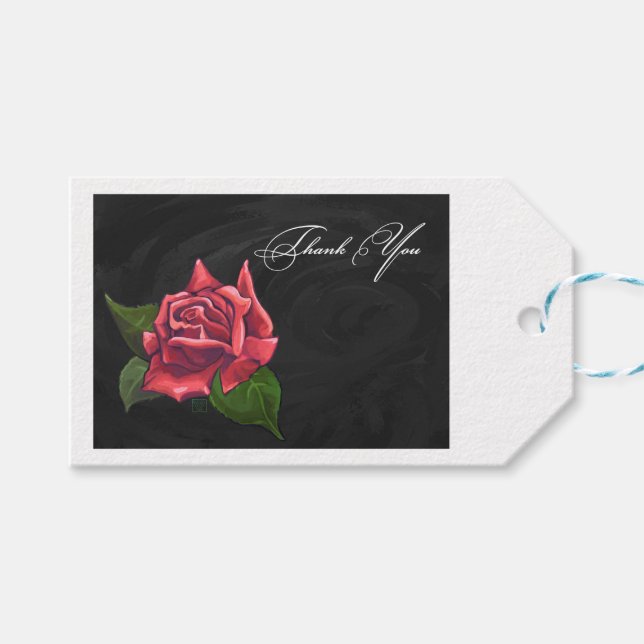 Red Rose Thank You Gift Tags (Front (Horizontal))