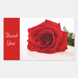 Red Rose Thank You Greeting Sticker / Label