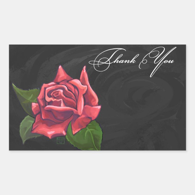 Red Rose Thank You Sticker (Front)