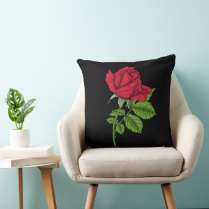Red rose throw pillow