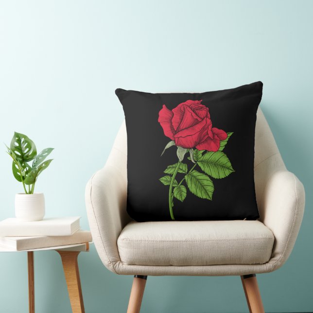 Red rose throw pillow (Chair)