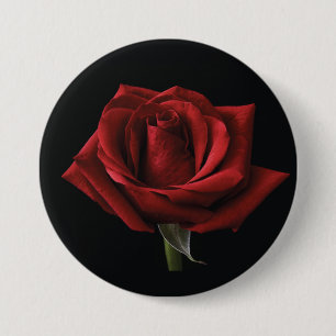 Red rose throw pillow 3 inch round button