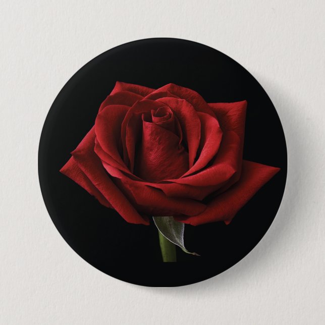 Red rose throw pillow 3 inch round button (Front)