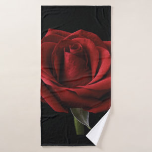 Red rose throw pillow bath towel