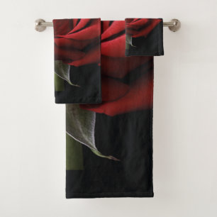 Red rose throw pillow bath towel set