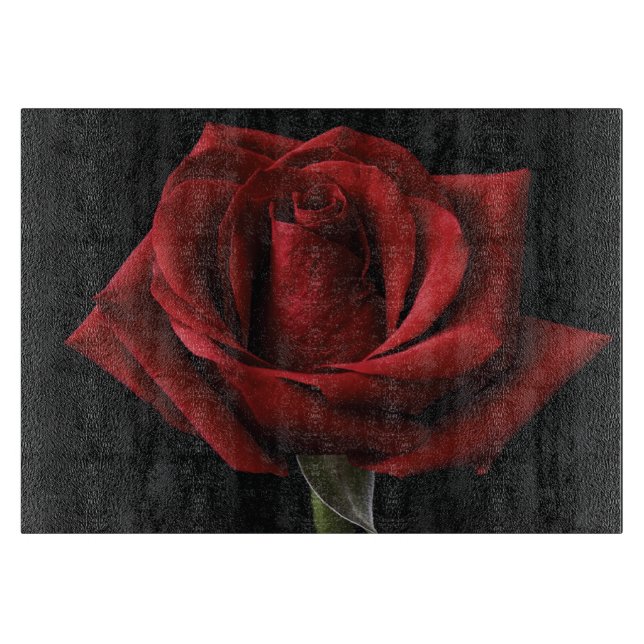 Red rose throw pillow cutting board (Front)
