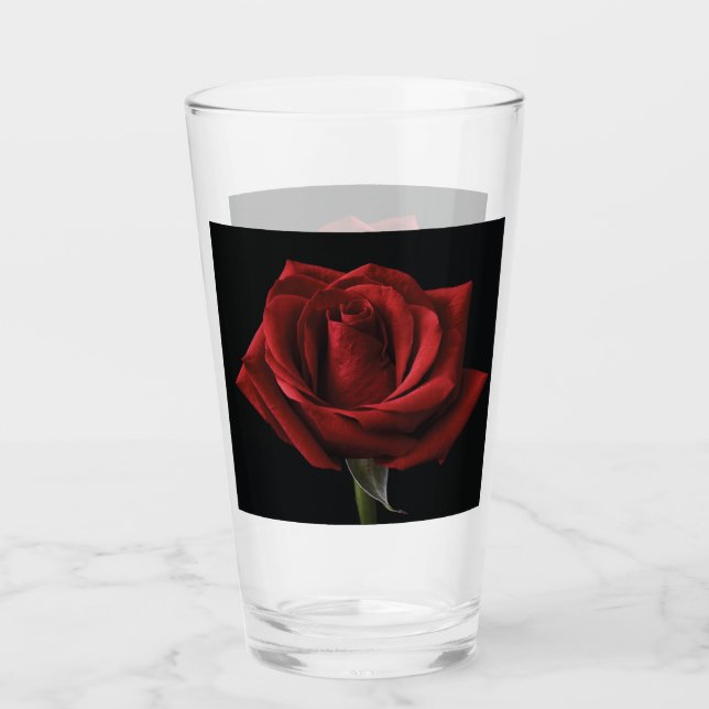 Red rose throw pillow glass (Front)