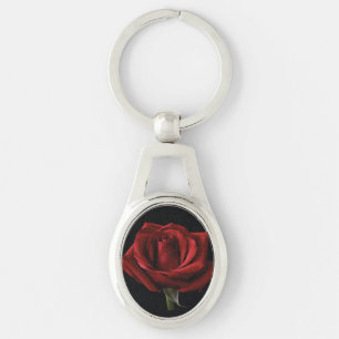 Red rose throw pillow keychain