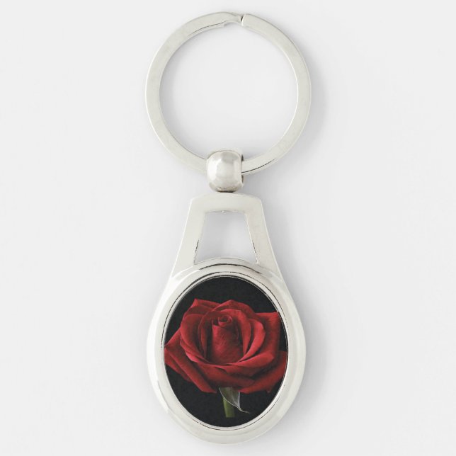 Red rose throw pillow keychain (Front)