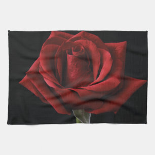 Red rose throw pillow kitchen towel