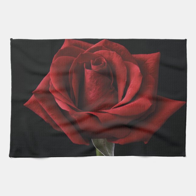 Red rose throw pillow kitchen towel (Horizontal)