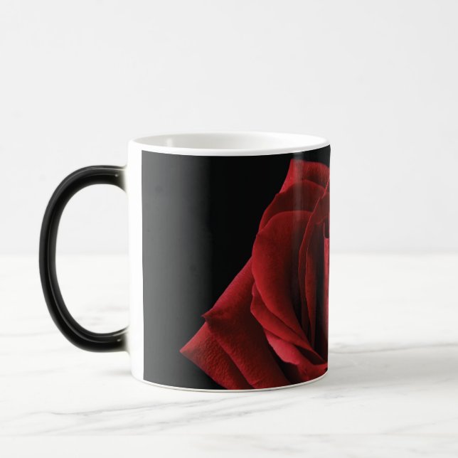 Red rose throw pillow magic mug (Left)