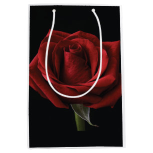 Red rose throw pillow medium gift bag