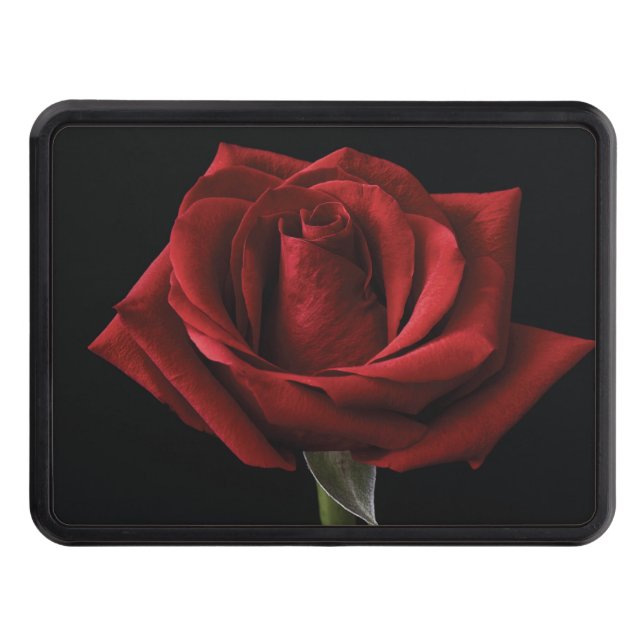 Red rose throw pillow trailer hitch cover (Front)