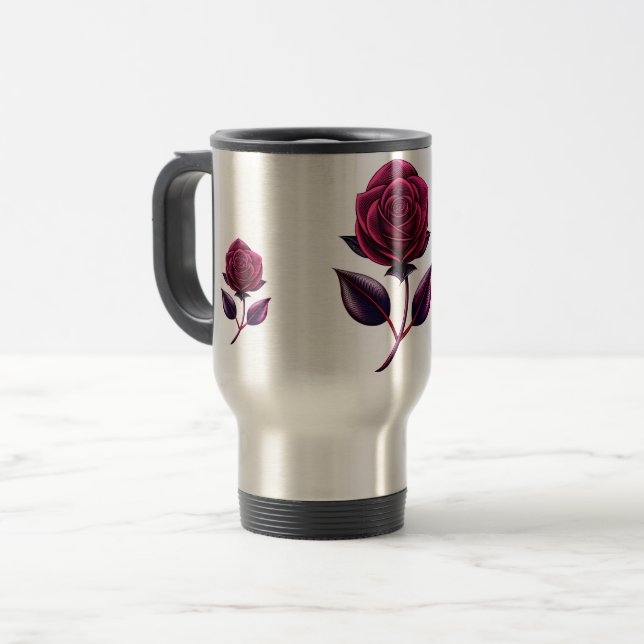 red rose travel mug (Front Left)