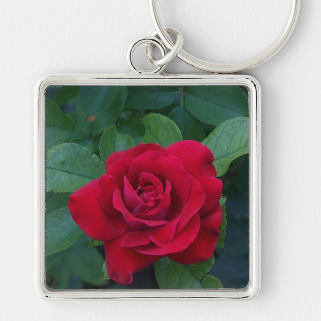 Red Rose Up Close Keychain (Front)