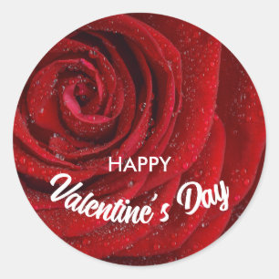Red Rose, Valentine Classic Round Sticker