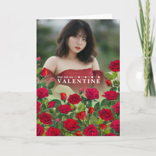 Red Rose Valentine Custom Text Photo Greeting Card