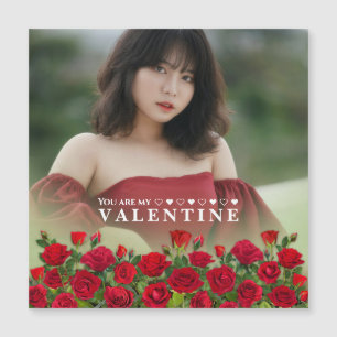Red Rose Valentine Custom Text Photo Greeting Card
