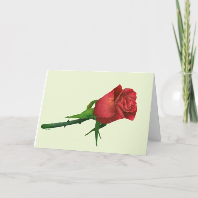Red rose Valentine Holiday Card (Front)