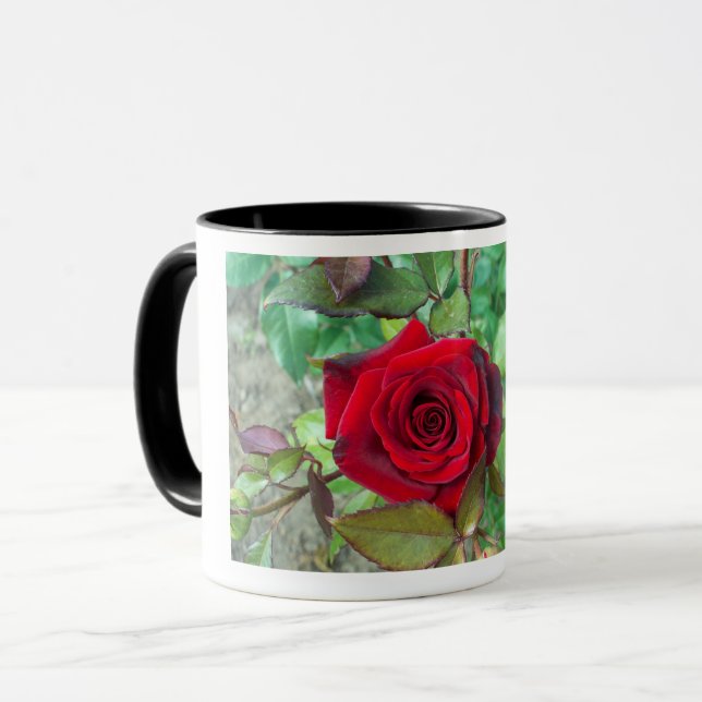 Red Rose Valentines Day Mug (Front Left)