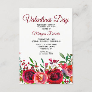 Red Rose Valentines Day Party Invitation