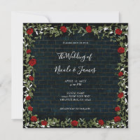 Red Rose Vines Rustic Brick Dark Elegant Wedding