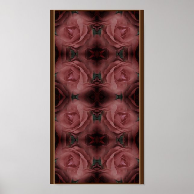 Red Rose Vintage Flower Art Pattern  Poster (Front)