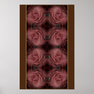 Red Rose Vintage Flower Art Pattern  Poster