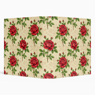 Red rose vintage pattern binder