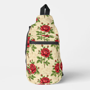 Red rose vintage pattern sling bag