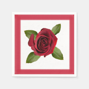 Red Rose w/Border Paper Napkin